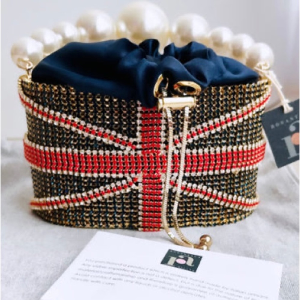 ROSANTICA BLUE HOLLI UNION JACK CRYSTAL MINI BAG (AUTHENTIC)